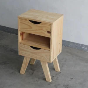 mesa de luz retro 2 cajones y estante